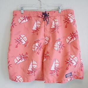 Vineyard Vines Men's Compasses and Sailboats Polyester Beach Swim Trunks Sz XL